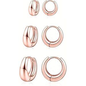 Elegant 14K Gold Plated Hypoallergenic Chunky Huggie Hoop Earrings for Women